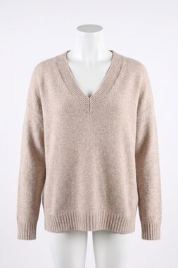 NEW MINNIE ROSE long and lean v-neck sweater in ecru
